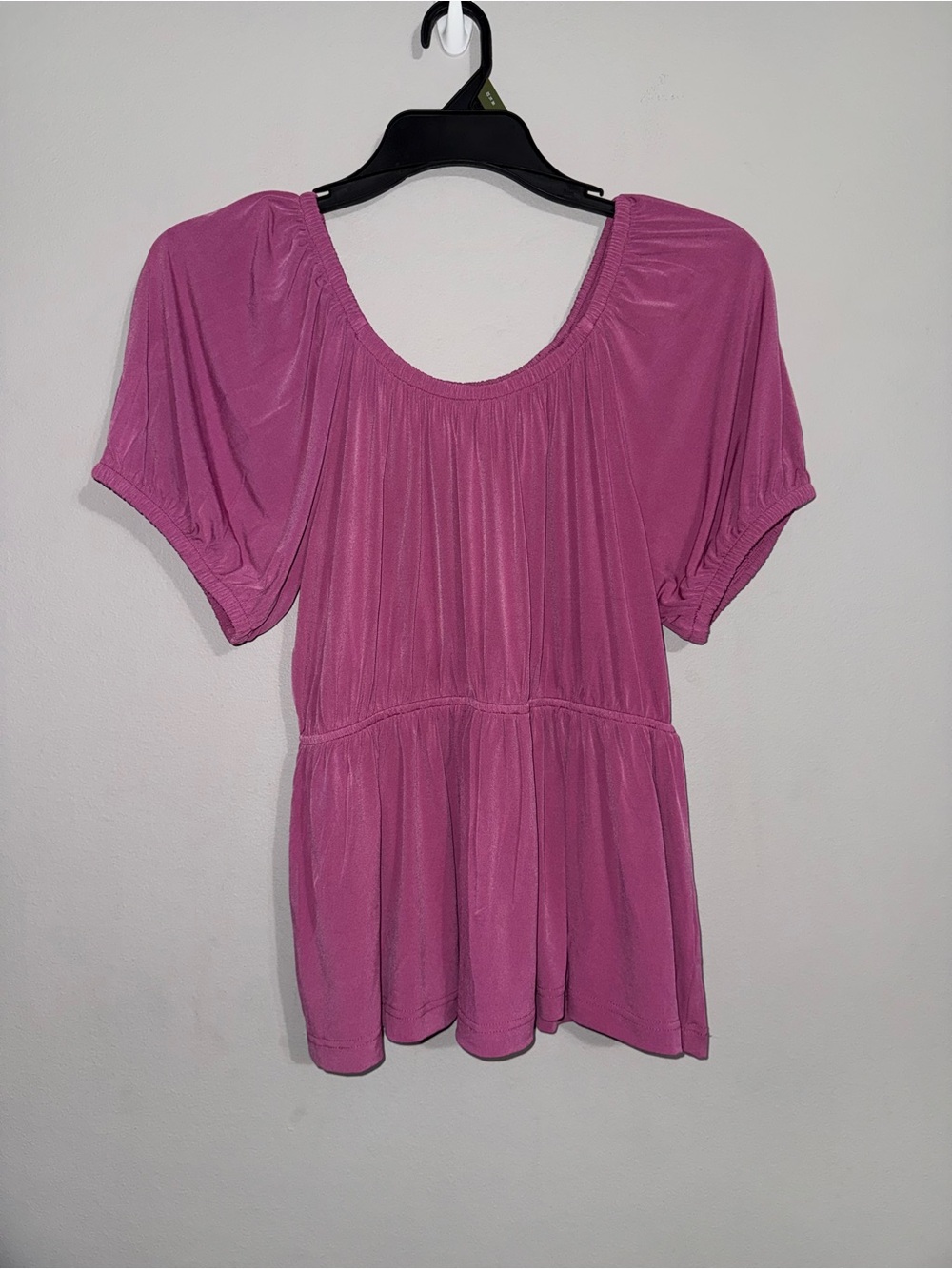 Women's Terra & Sky Meadow Mauve Peplum Puff Sleeve Blouse 0X 14w